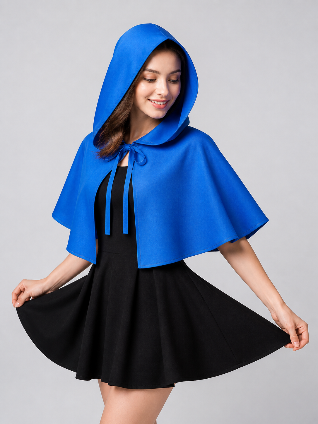 Medieval Hooded Cape Cloak with Ties