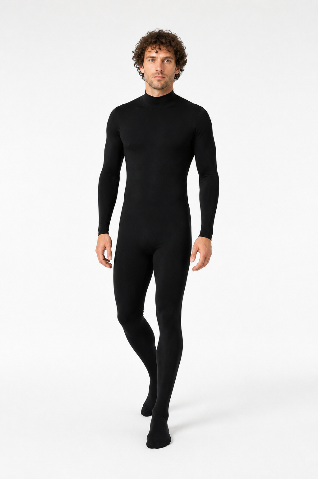 Black Form-Fitting Jumpsuit with Long Sleeves