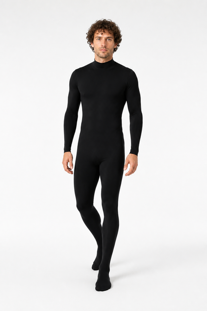 Black Form-Fitting Jumpsuit with Long Sleeves