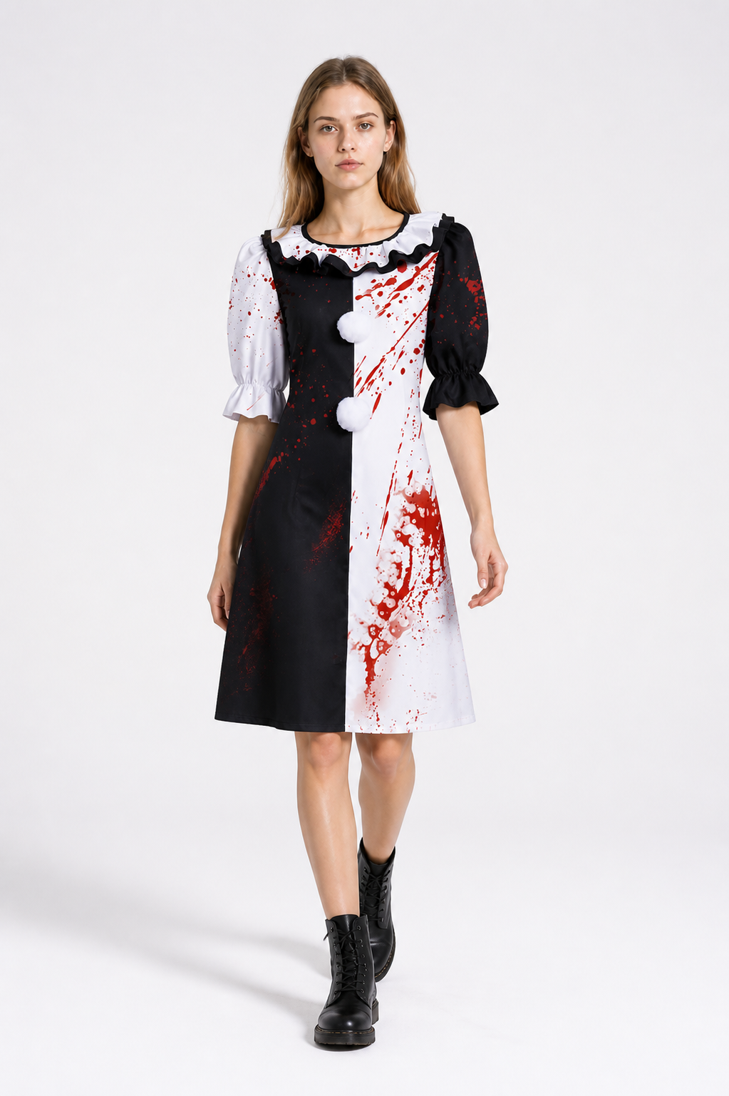 Clown Carnival Dress with Blood Print Costume Dresses detail 2