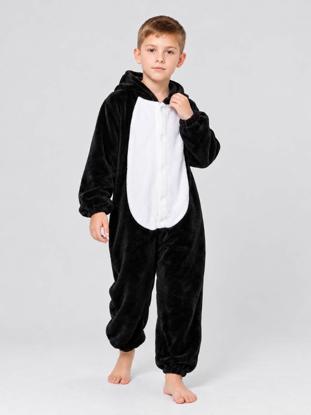 Kids' Pajama Jumpsuit Black with White Insert