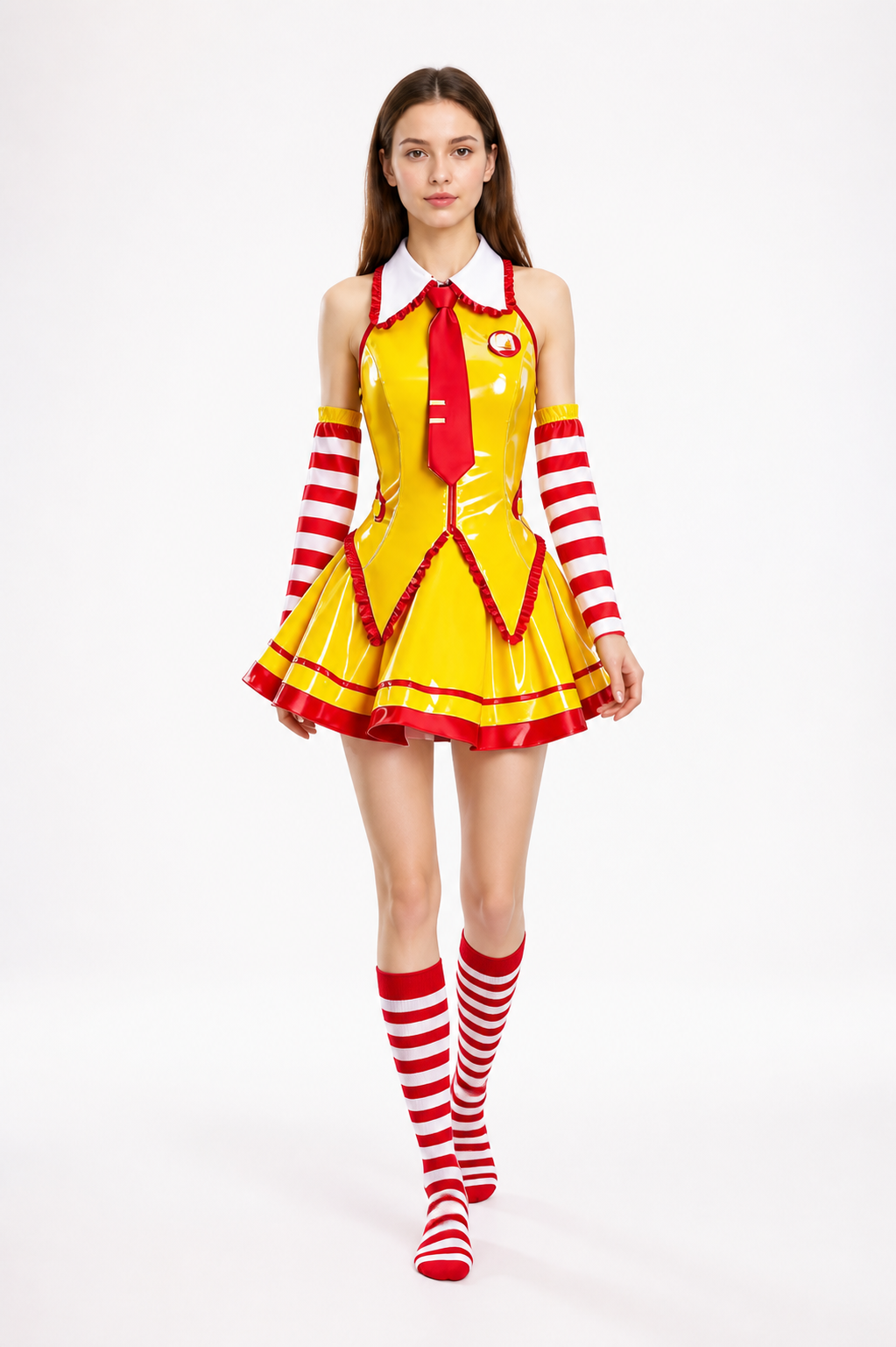 Cosplay Dress with White Collar and Red Tie Costume Dresses detail 2