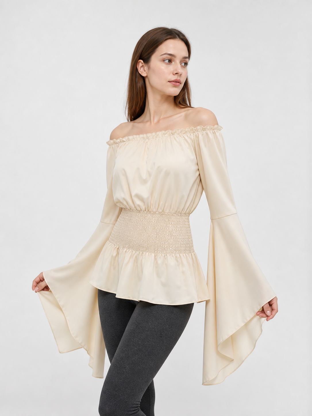 Off-the-Shoulder Blouse with Bell Sleeves