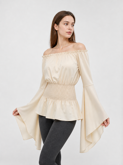 Off-the-Shoulder Blouse with Bell Sleeves
