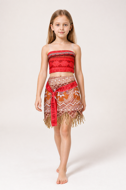 Children's Moana Costume with Skirt and Top for Halloween Costumes detail 2