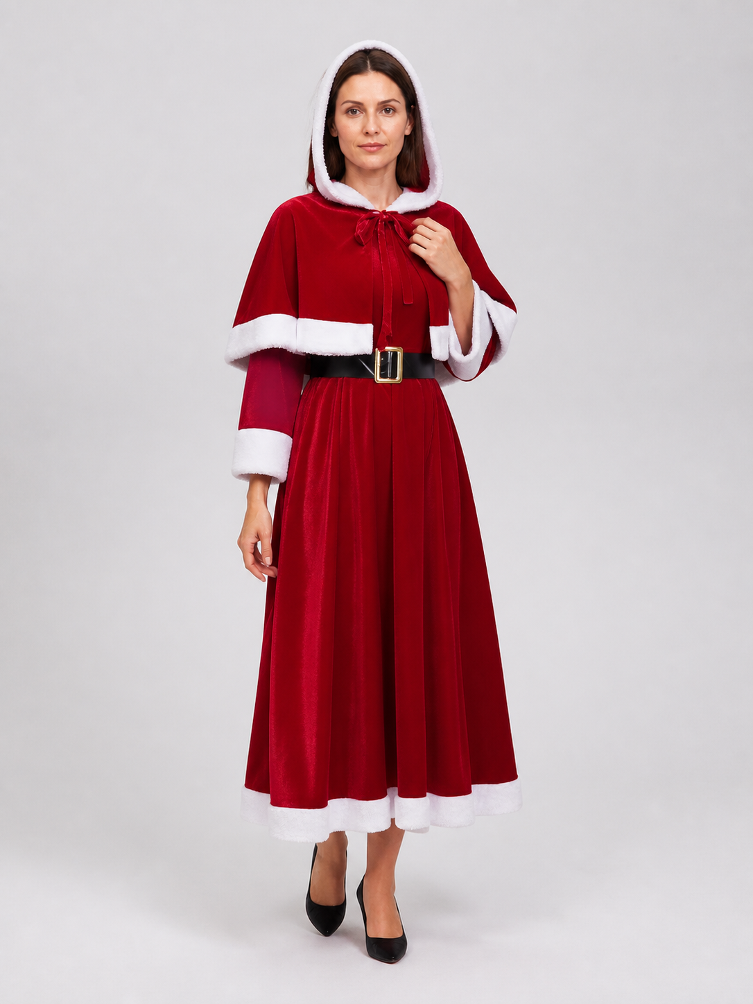 New Year's Dress with Hood and Belt, Red and White Costume Dresses detail