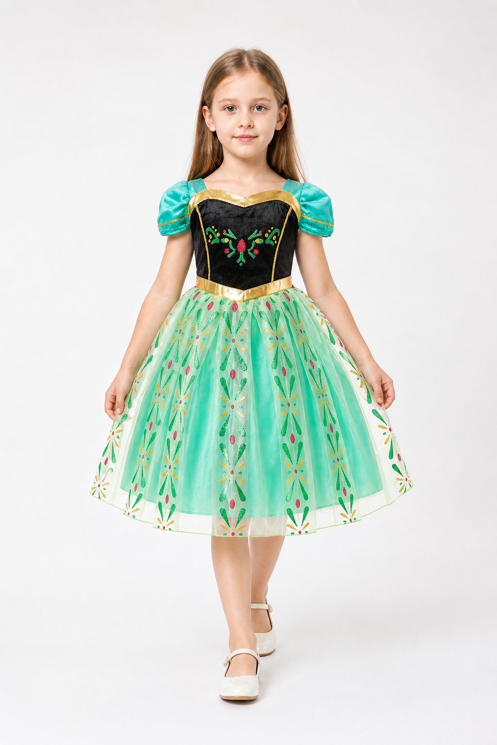 Children’s Dress with a Full Skirt and Gold Belt product detail 2