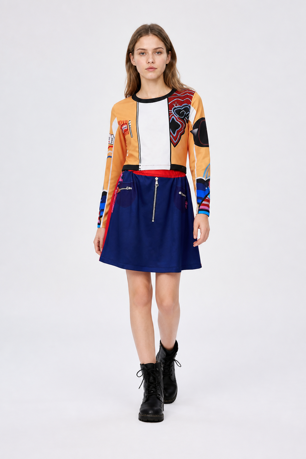 Children's Short Cosplay Dress with Print