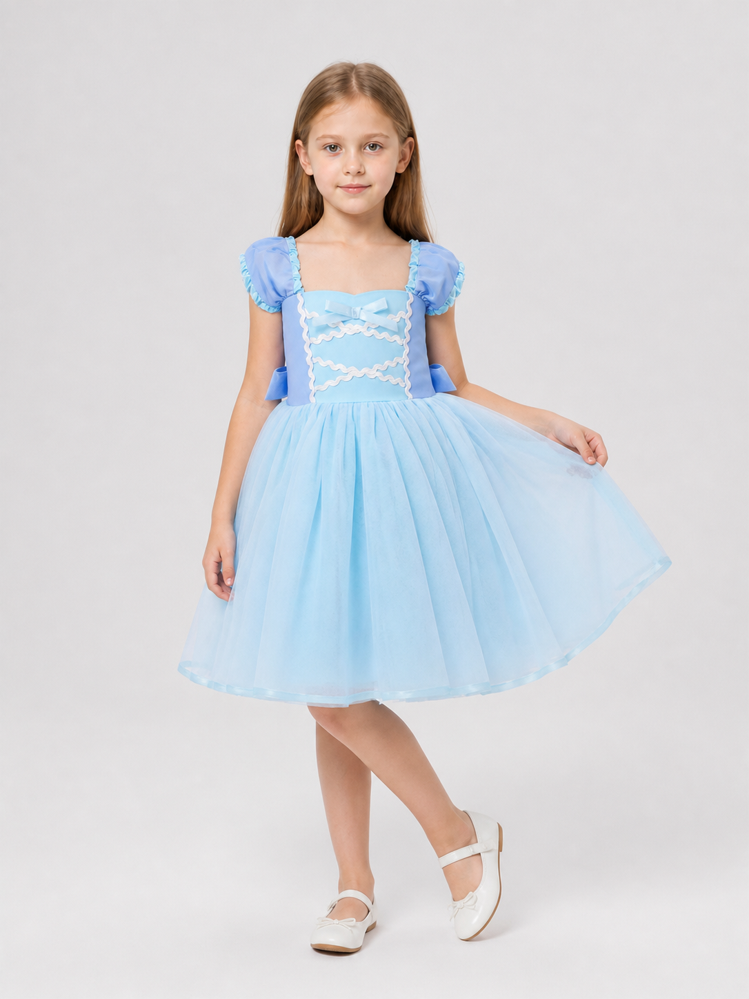 Puffy Blue Princess Dress with Bow Costume Dresses detail 2