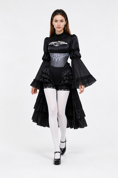 Black Cosplay Dress with Collar and Ruffles Costume Dresses detail