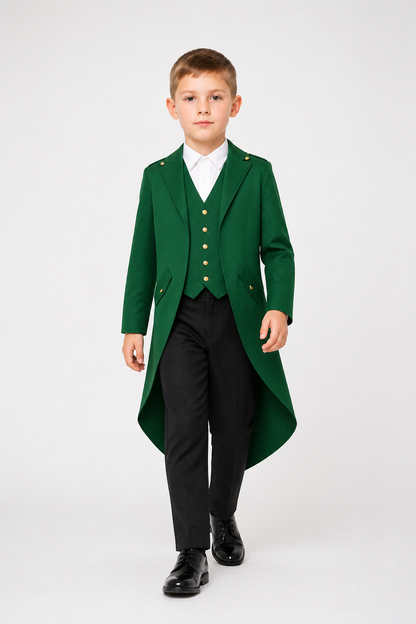 Men's Dark Green Tailcoat with a Fold-Down Collar product detail 2