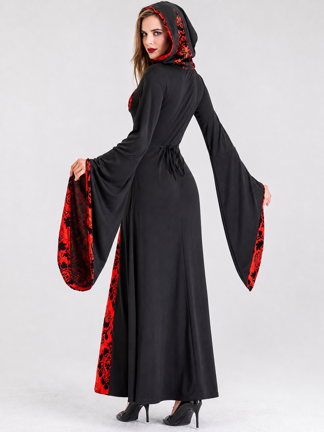 Long Gothic-Style Hooded Dress
