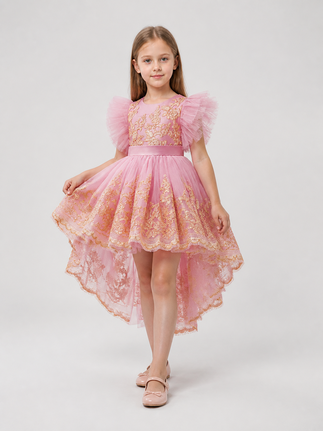 Elegant Full-Skirt Dress with Embroidery and Train for Performances Costume Dresses detail 2