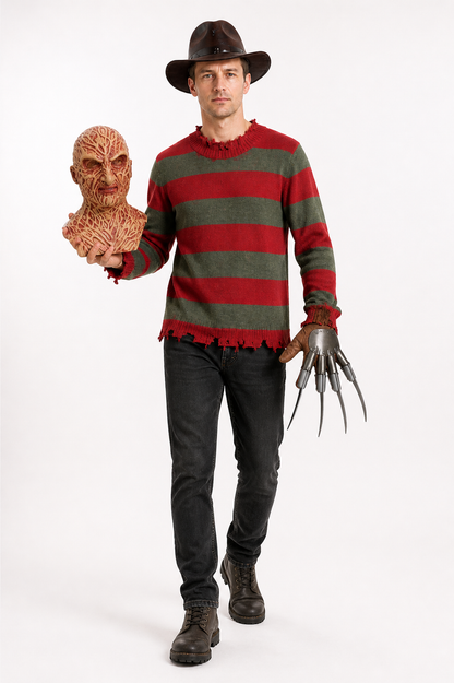 Freddy Krueger Costume with Mask and Gloves for Halloween