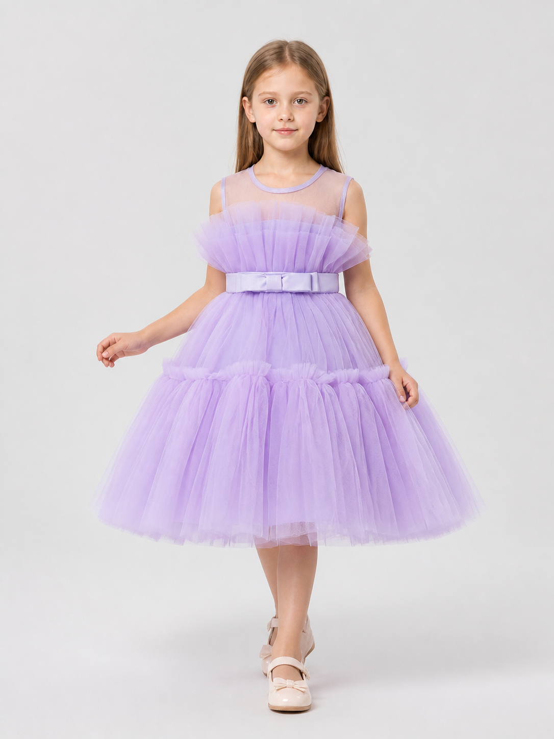 Dressy Layered Dress with Full Skirt and Bow Costume Dresses detail 2