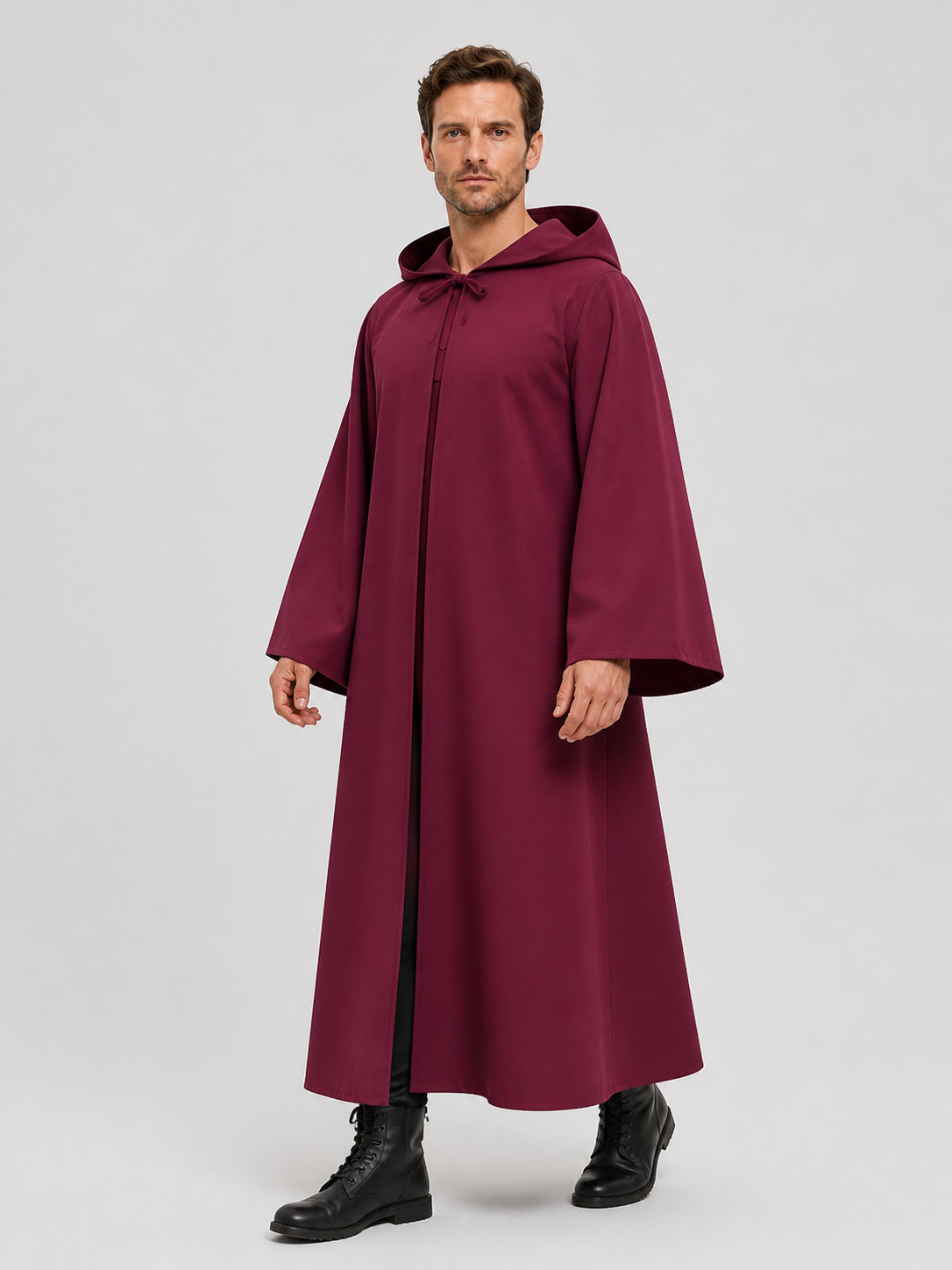 Burgundy Long Hooded Cape for Vampire Cosplay Costume Capes detail 2