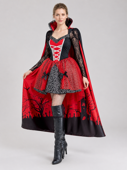 Vampire Costume with Cape, Gothic Dress Costume Dresses detail 2