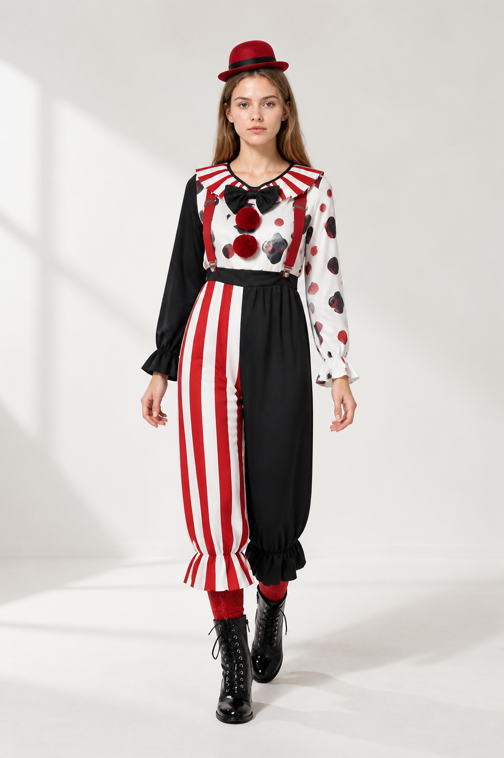 Striped Clown Jumpsuit with Bow Tie for Children Costume Accessories detail