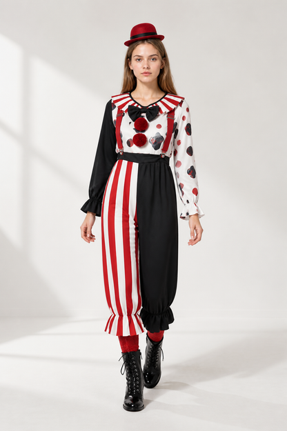 Striped Clown Jumpsuit with Bow Tie for Children Costume Accessories detail