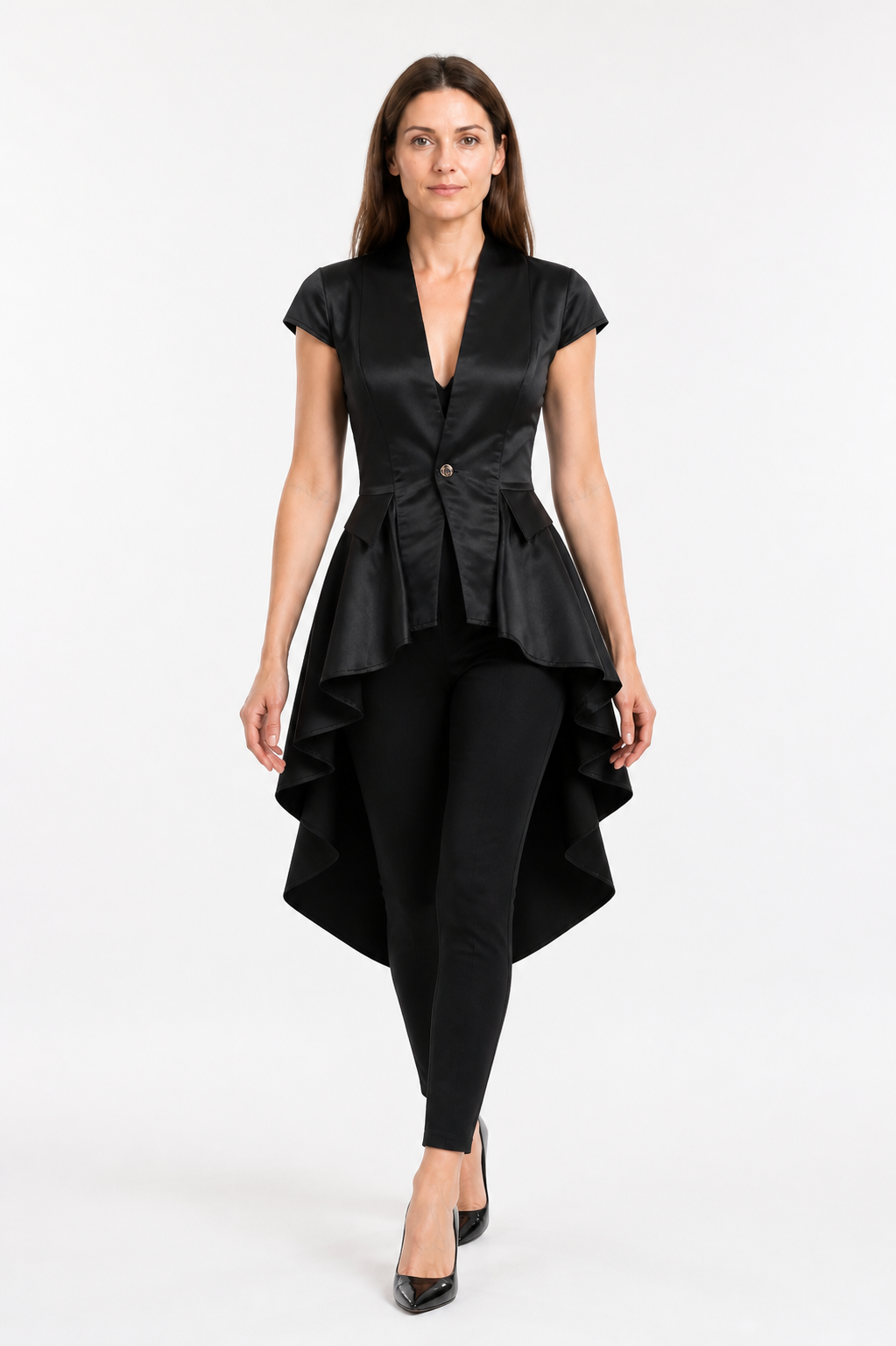 Black Gothic Tailcoat with Tails and Short Sleeves product detail 2