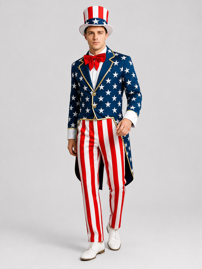 Uncle Sam Costume with Tailcoat, Top Hat, and U.S. Flag Costume Headwear detail 2