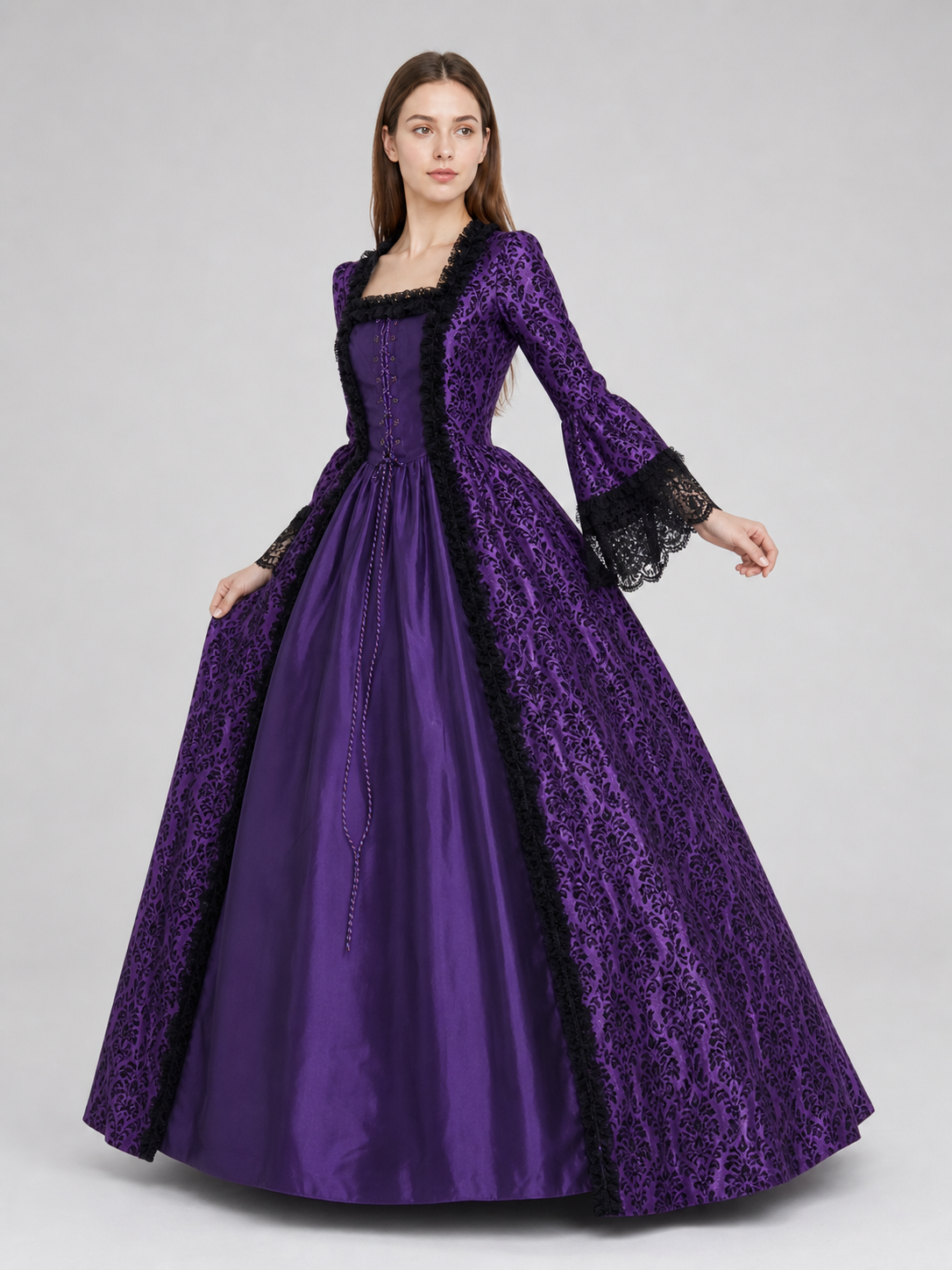 Gothic Historical Dress with Wide Sleeves