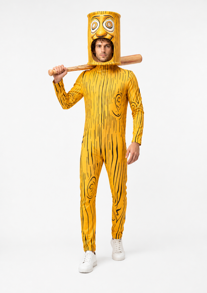 Stick Figure Costume with Mask and Bat for Halloween Costume Masks detail 2