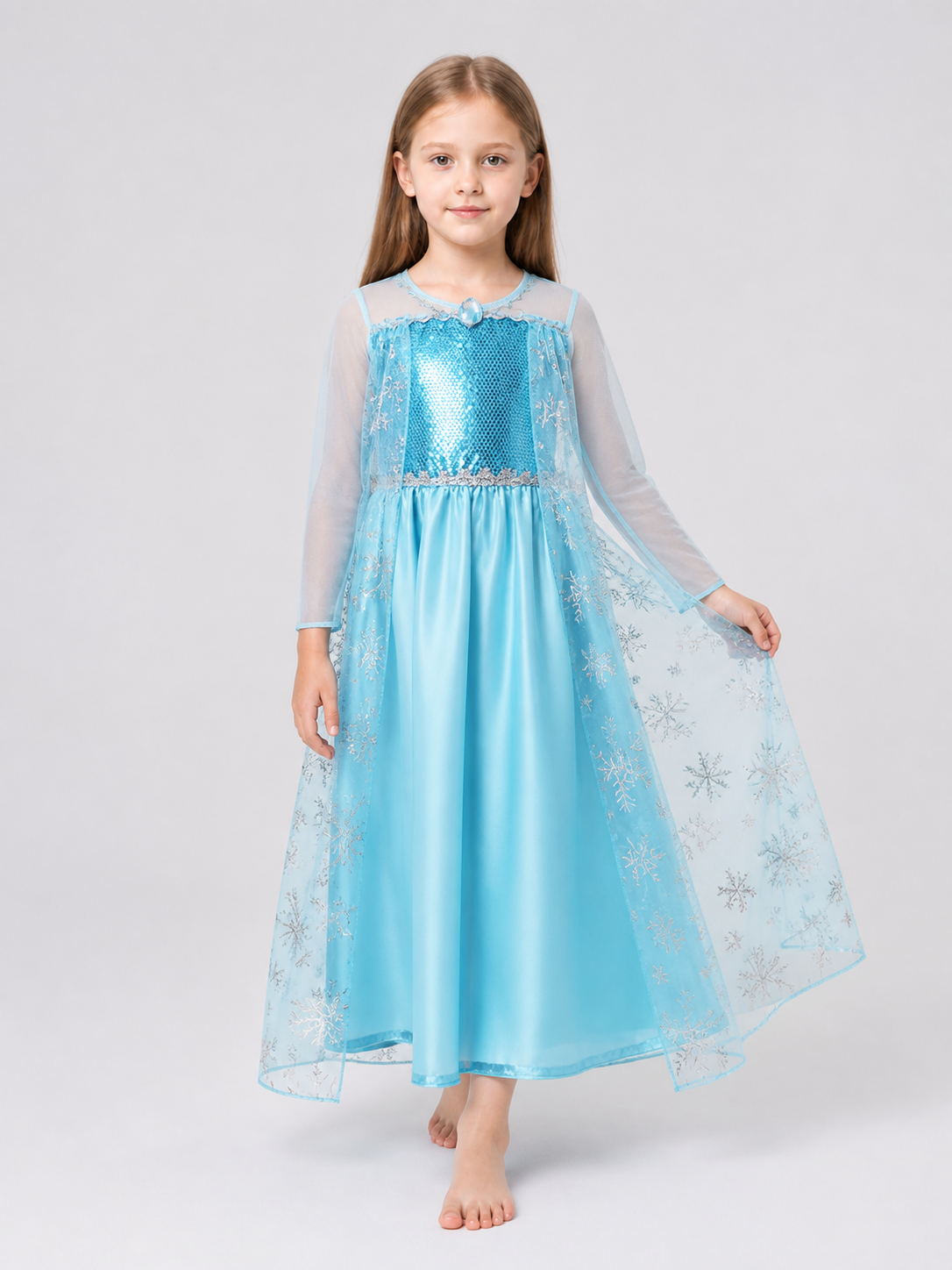 Sparkly Elsa Princess Dress with Snowflakes, Ages 2–8 product detail 2
