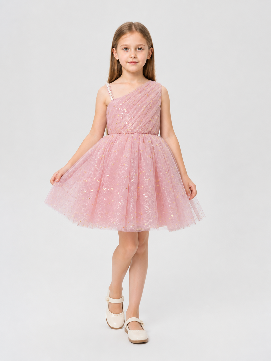 Girls' Dressy One-Shoulder Princess Dress with Sequins Costume Dresses detail 2