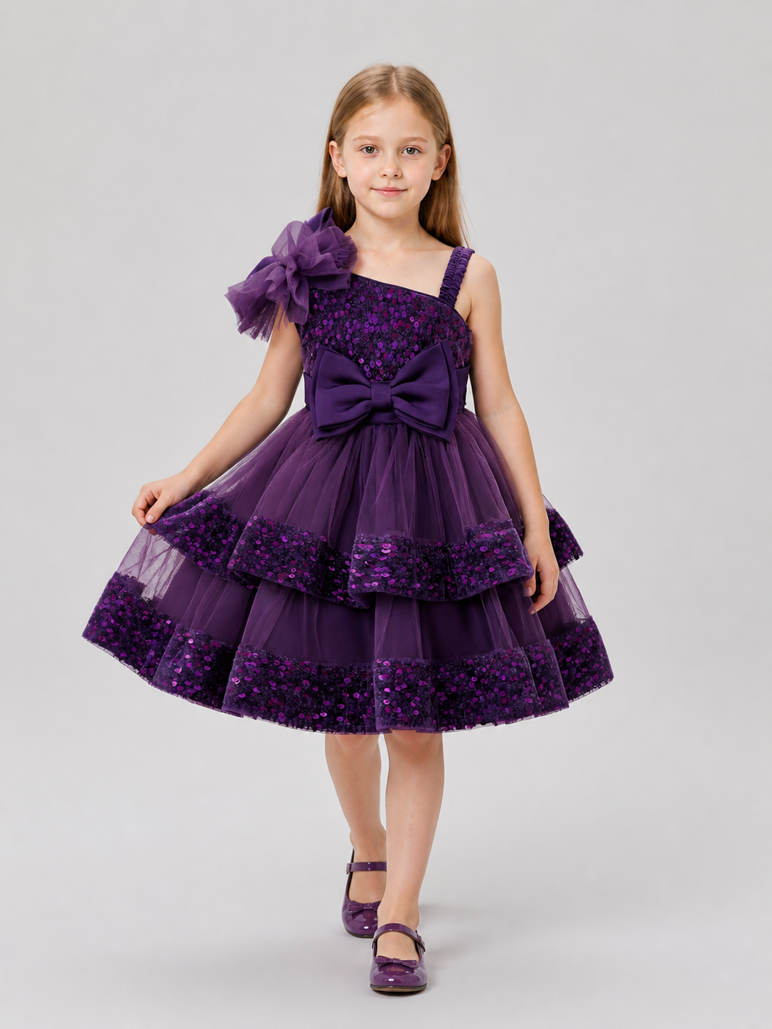 Festive Princess Dress with Sequins and Bows