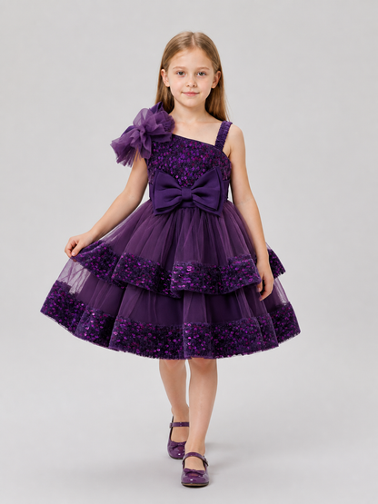 Festive Princess Dress with Sequins and Bows