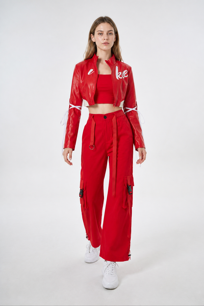 Red and White Stage Costume for Dance Costumes detail 2