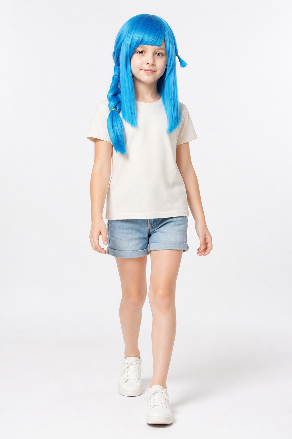 Blue Long Jinx Wig with Braids and Bangs