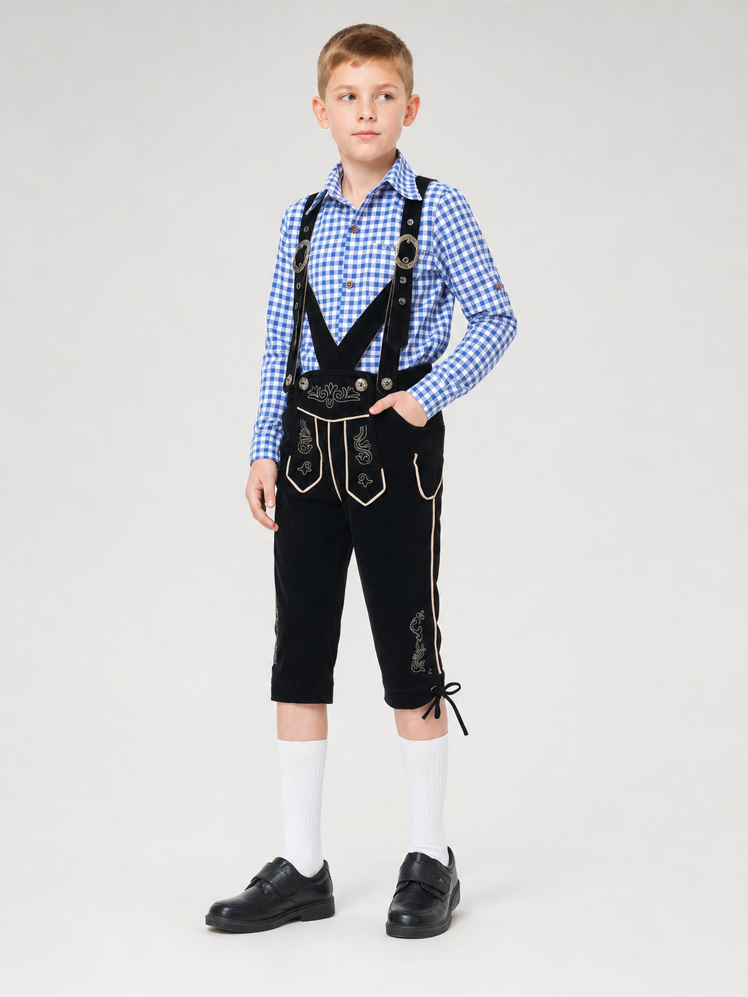 Kids' Plaid Suspender Suit for Celebrations