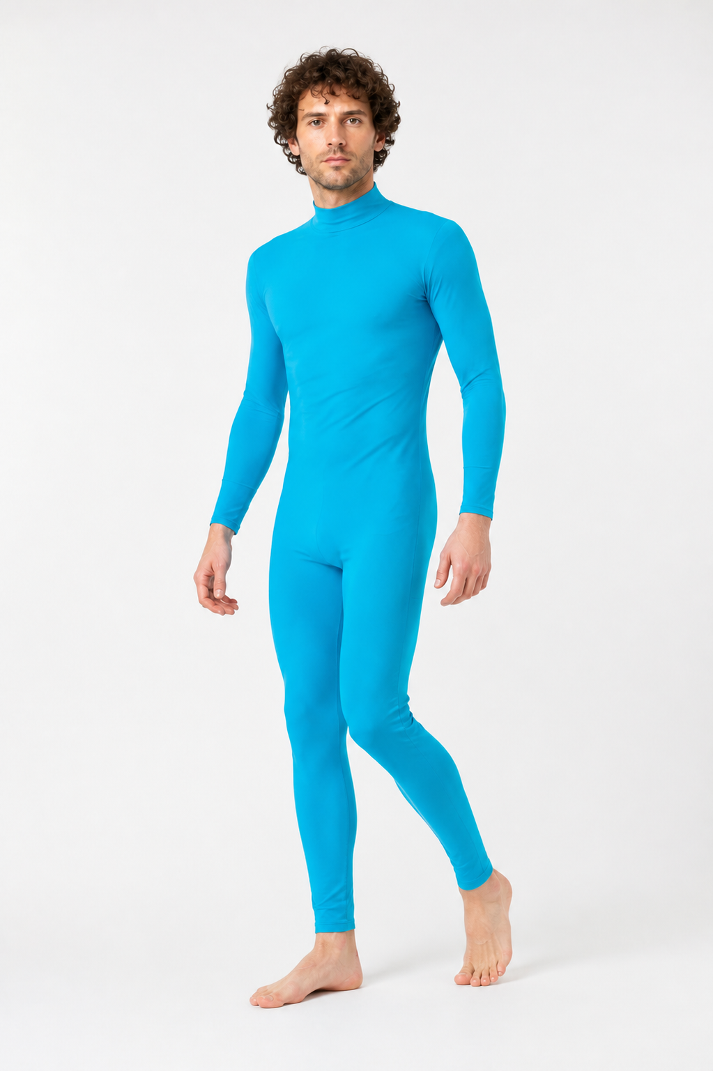 Blue Form-Fitting Jumpsuit with a High Collar product detail 2
