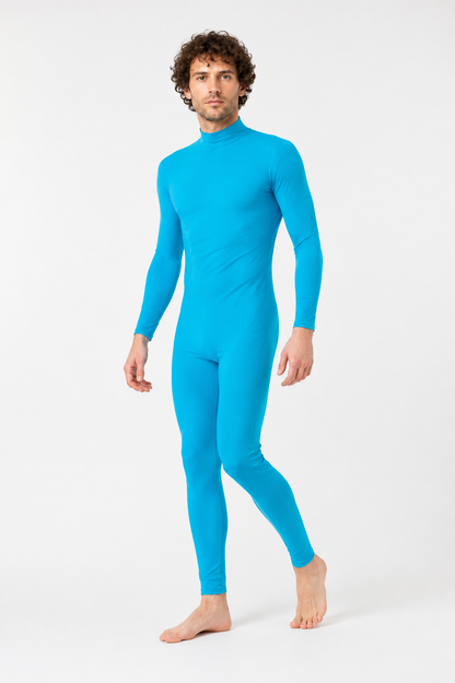 Blue Form-Fitting Jumpsuit with a High Collar product detail 2
