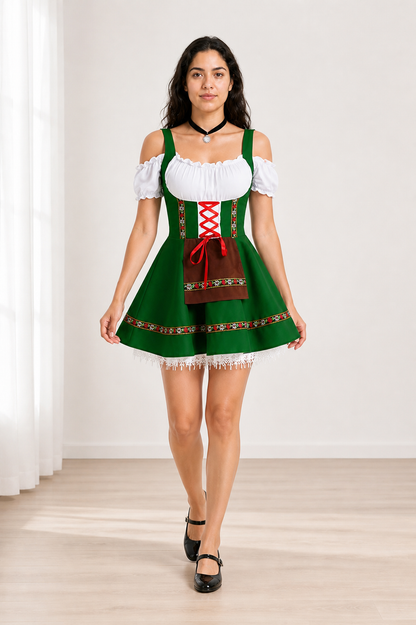 Strappy sundress with a corset-style bodice, apron, and ruffles product detail 2