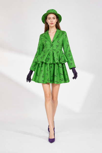 Cosplay costume with skirt, hat, and gloves