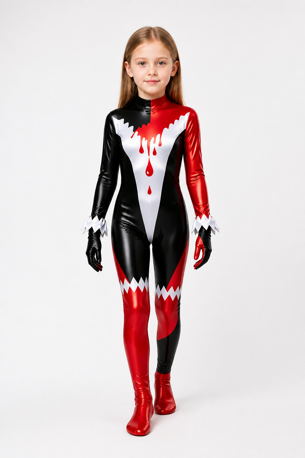 Black, Red, and White Clown Jumpsuit with Bloodstains product detail 2