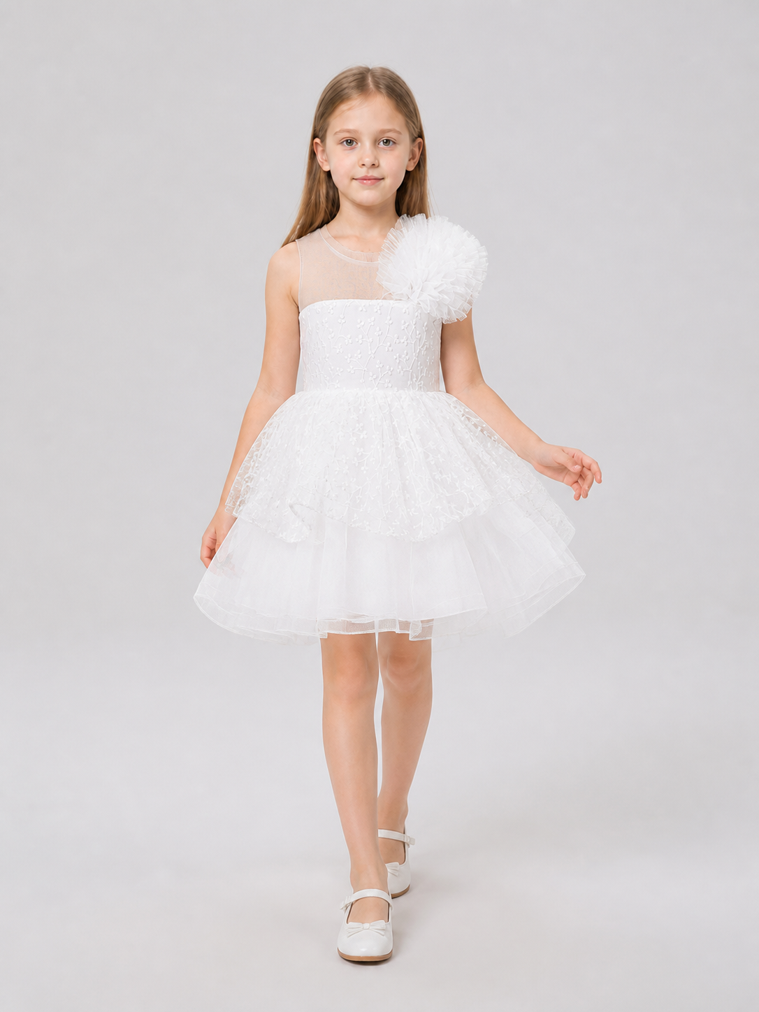 Children's Tulle Dress with Full Skirt and Flower Costume Dresses detail 2