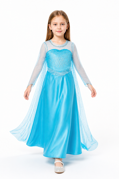 Long Light Blue Dress with Sparkles and a Train Costume Dresses detail 2