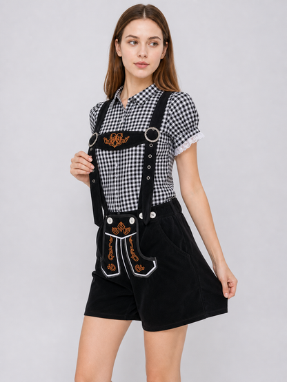 Children's Set: Plaid Shirt and Suspender Shorts