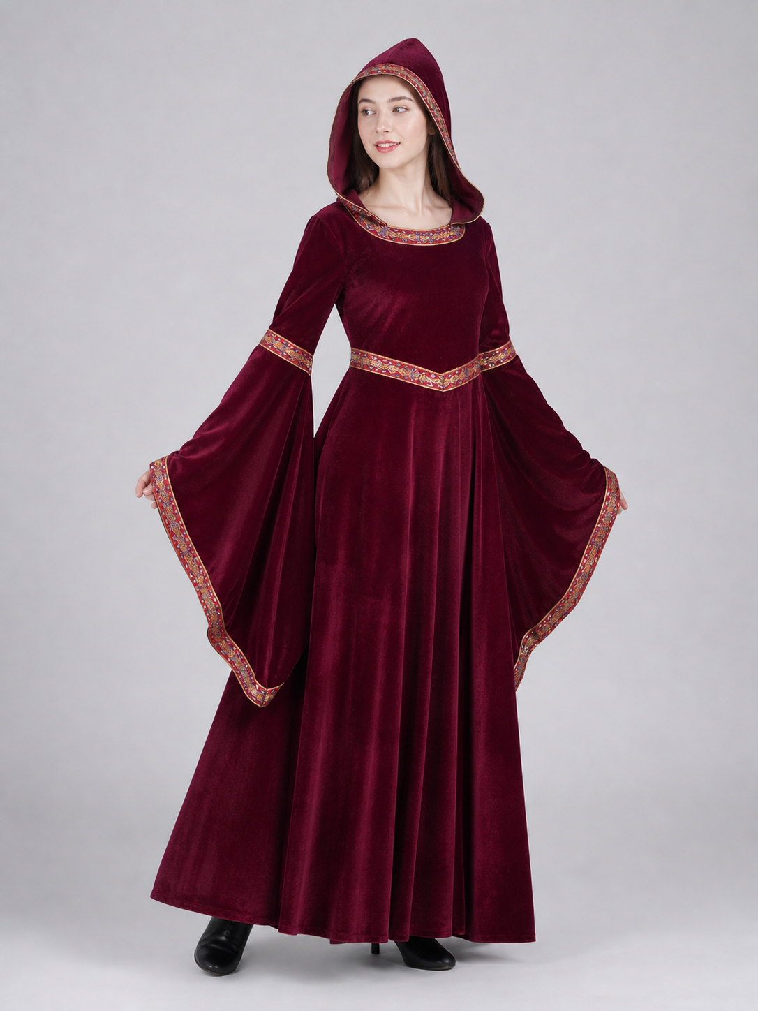 Burgundy Hooded Costume Robe