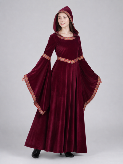 Burgundy Hooded Costume Robe