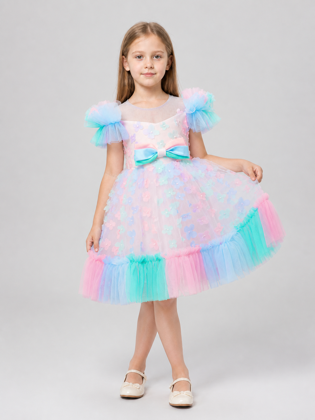 Festive Children’s Princess Dress with Tulle Skirt product detail 2