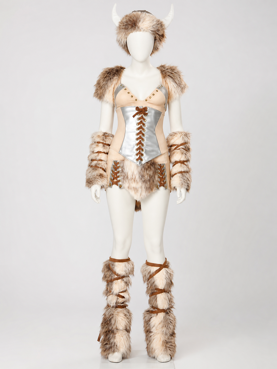Historical Viking Costume with Horned Headwear
