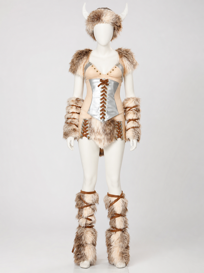Historical Viking Costume with Horned Headwear