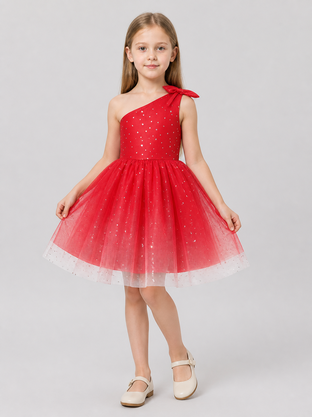 Children’s sequin princess dress with a bow and stars product detail 2