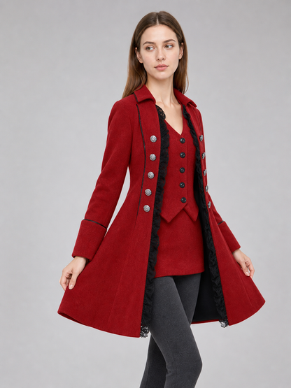 Red decorative tailcoat with long sleeves