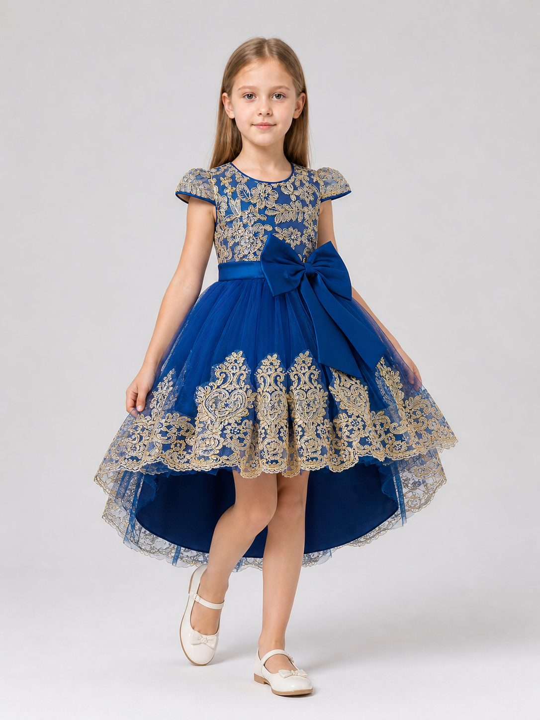 Girls' Full Princess Dress with Embroidery and Train Costume Dresses detail 2
